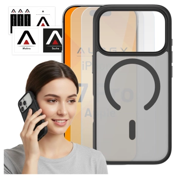 Zestaw 3w1 Etui Hybrydowe MagSafe + 2x Szkło Hartowane do Apple iPhone 17 Pro, Wzmocniona Ochrona, Odporne i Precyzyjnie Dopasowane, Alogy 3in1 Case Pack™ – Czarne