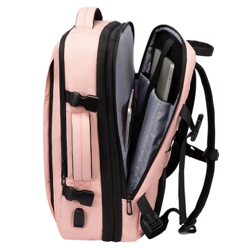 Bange wasserdichter Rucksack für 15,6-Zoll-Laptop, Stadtreisender, 45 x 30 x 16 cm, für Arbeit, Flugzeug, Herren, Damen, mit USB-Anschluss Schwarz