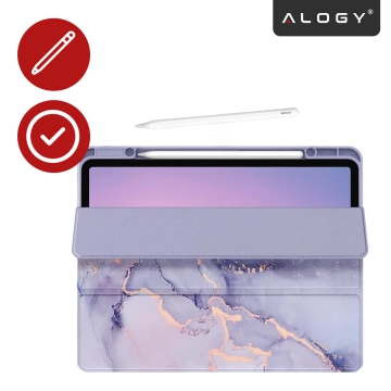 Etui Ochronne do Apple iPad 10.9" 10 Gen 2022 / iPad 11" A16 11 Gen 2025 Hybrydowe z Miejscem na Rysik, Składana Okładka z Funkcją Podstawki 2w1, Alogy HybridBook™ Case – Marble Purple
