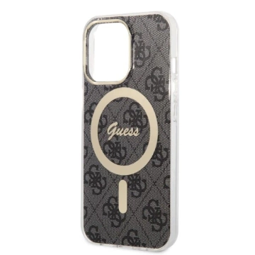 Zestaw Guess GUBPP13XH4EACSK Case Charger iPhone 13 Pro Max Czarny/Black Hard Case 4G Print MagSafe
