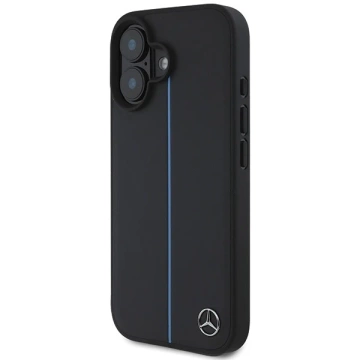 Etui Mercedes do iPhone 16  6.1" Czarny Hardcase MB Blue Line Leather MagSafe