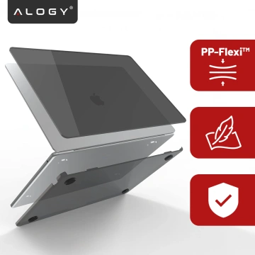 Etui do Apple MacBook Air 13.6 M2 / M3 / M4 (2022, 2023, 2024, 2025) - elastyczna, matowa obudowa ochronna, smukła i odporna na zarysowania – Alogy AirGuard™ Czarny