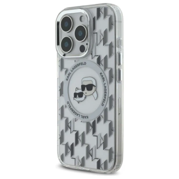 Etui Karl Lagerfeld do iPhone 16 Pro Max 6.9" Przezroczysty MagSafe IML Monogram Karl&Choupette Head 