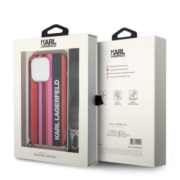 Eti na telefon Karl Lagerfeld KLHCP14XSTSTP do Apple iPhone 14 Pro Max 6,7" hardcase różowy/pink Color Stripes Strap