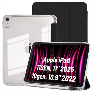 Etui do Apple iPad 11gen. 11" 2025 / 10gen. 10.9" 2022 Ochronne Hybrydowe z Miejscem na Rysik, Składana Okładka, Funkcja Podstawki, Alogy HybridBook™ Case  – Czarne