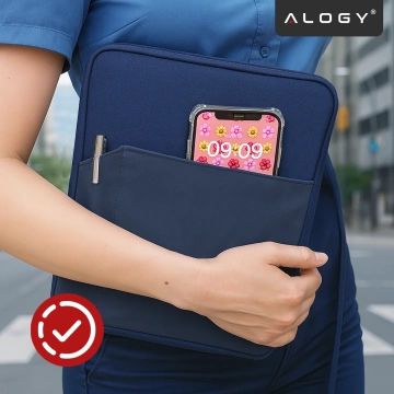 Torba Wsuwka Uniwersalna na tablet laptop 12–13" z Smyczką i Kieszonką, Ochronna, Wodoodporna, Miękkie Wnętrze Alogy SleeveBag™ – Etui do MacBook, iPad, Samsung, Lenovo, Xiaomi, Granatowy