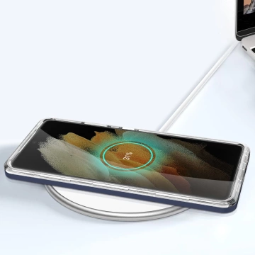 Clear 3in1 etui do Samsung Galaxy S22 Ultra żelowy pokrowiec z ramką niebieski