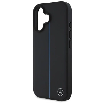 Etui Mercedes do iPhone 16  6.1" Czarny Hardcase MB Blue Line Leather MagSafe