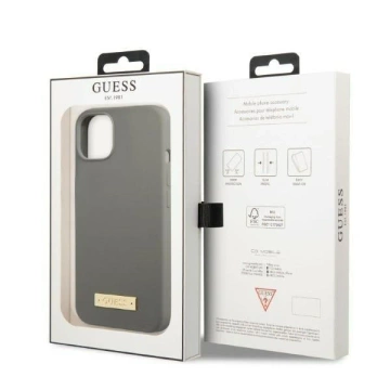 Etui Guess GUHMP13MSPLG für Apple iPhone 13 6,1" szary/grey Hard Case Silicone Logo Plate MagSafe