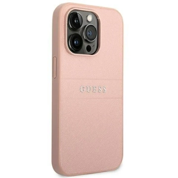 Guess GUHCP14LPSASBPI Hülle für Apple iPhone 14 Pro 6.1" pink/pink Saffiano Strap