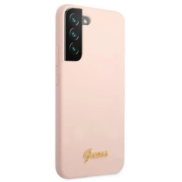 Ratet mal, GUHCS22MLSLMGPP S22 S906 różowy/pink Hardcase Silikon-Schriftzug Metall-Logo