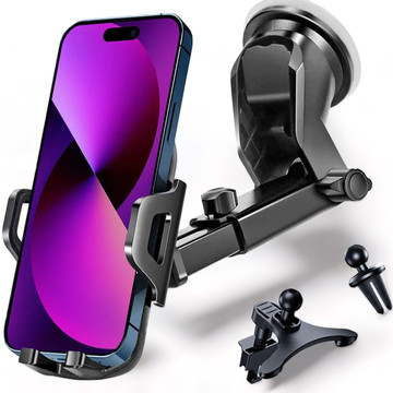 Autotelefonhalter für das Auto 3in1 Alogie an der Windschutzscheibe zum Armaturenbrettgitter, Cockpit Schwarz