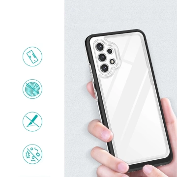 Klare 3in1 Hülle für Samsung Galaxy A72 4G Frame Gel Cover Schwarz