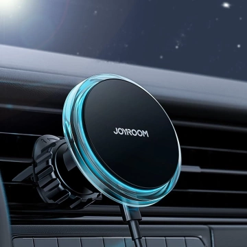 Joyroom samochodowy uchwyt magnetyczny bezprzewodowa indukcyjna ładowarka Qi 15W (kompatybilna z MagSafe do iPhone) na kratkę nawiewu srebrny (JR-ZS291)