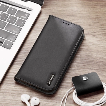 Etui do iPhone 16 Pro Dux Ducis Hivo Skórzane z RFID Czarne