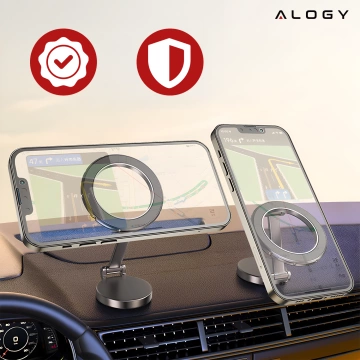 Uchwyt samochodowy na telefon do MagSafe Uchwyt magnetyczny Alogy Car Holder na deskę rozdzielczą do auta Czarny