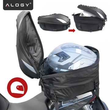 Plecak torba motocyklowa wodoodporna 40L – 5w1 – kufer, podsiodłowa, bagażnikowa, na kask, z pokrowcem, Nylon, torba miejska na motocykl – Alogy RoadMaster™  Czarna
