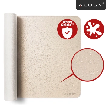 Schreibtischunterlage 80 × 40 cm – rutschfeste Schutzmatte aus elegantem PU-Kunstleder, für Maus und Tastatur, stilvoll und langlebig – Alogy WorkMat™ Beige