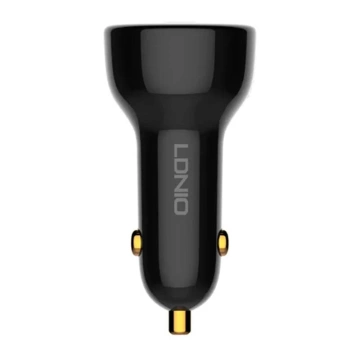 Ładowarka samochodowa LDNIO C101, USB + USB-C, 100W + kabel USB-C do Lightning (czarna)