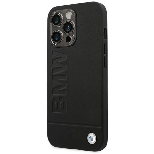 Hülle BMW BMHCP14LSLLBK für iPhone 14 Pro 6.1" Leather Stamp