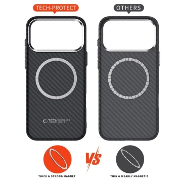 Etui do iPhone 17 Pro Tech-Protect Ion Carbon MagSafe Czarno-Srebrne