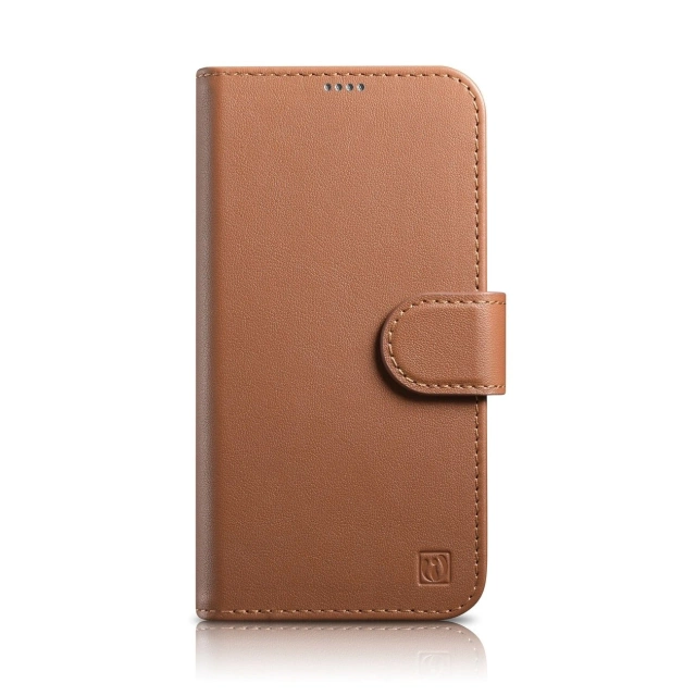 Etui na telefon iCarer Wallet Case 2in1 do  iPhone 14 Pro Max skórzany pokrowiec z klapką Anti-RFID brązowy