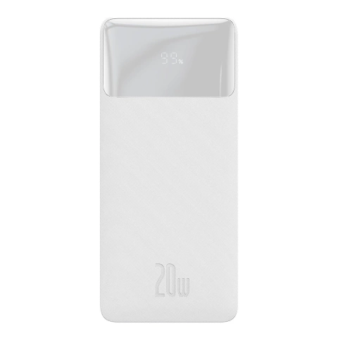 Powerbank z szybkim ładowaniem Baseus Bipow 10000mAh 20W biały (Overseas Edition) + kabel USB-A - Micro USB 0.25m biały (PPBD050502)