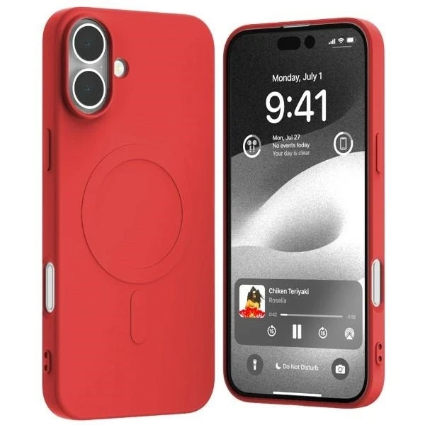 Mercury MagSafe Halbsilikonhülle für iPhone 16 Plus 6,7 Zoll Rot