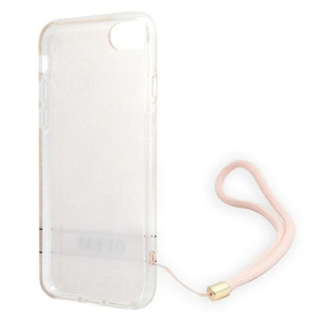 Etui na telefon Guess do iPhone SE 2022 / SE 2020 / 7/ 8 różowy/pink hardcase 4G Print Strap