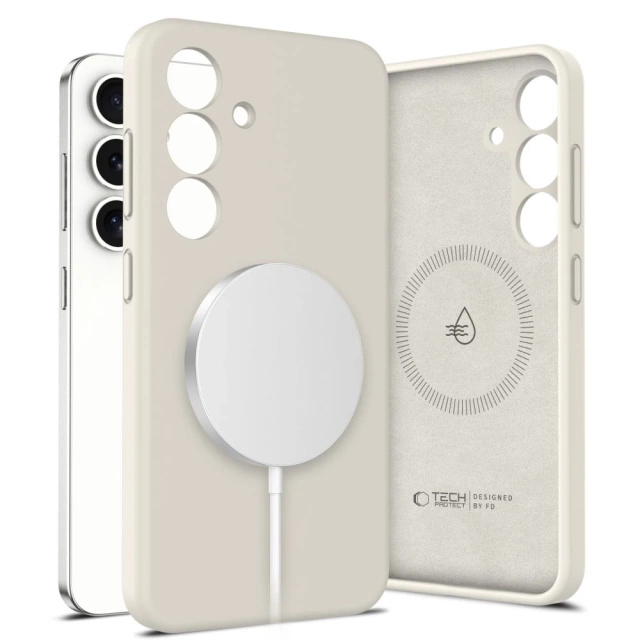 Etui do Samsung Galaxy S25 Tech-Protect Liquid Silicone MagSafe Cosmic Latte
