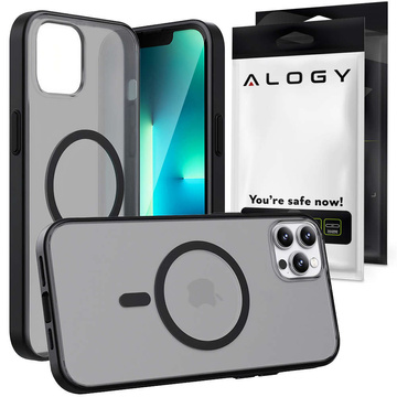 Etui matowe Alogy MagCase do MagSafe obudowa z pierścieniem magnetycznym do Apple iPhone 12/ 12 Pro Czarne + Szkło