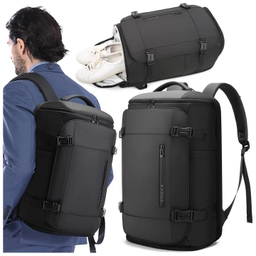 Bange wasserdichter Rucksack für 15,6-Zoll-Laptop, Stadtreisender, 45 x 30 x 16 cm, für Arbeit, Flugzeug, Herren, Damen, mit USB-Anschluss Schwarz