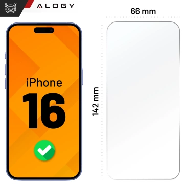 2x Panzerglas für Apple iPhone 16 Displayschutzfolie 9H Alogy Heavy Pro™️ [2 Stück]