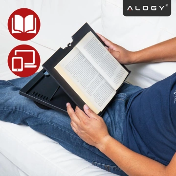 Składana Podstawka na Laptopa do 16 cali z Regulacją Kąta Nachylenia, Miękkimi Poduszkami i Antypoślizgową Powierzchnią, do Pracy w Łóżku i na Sofie, Alogy LapDesk™ – Czarna