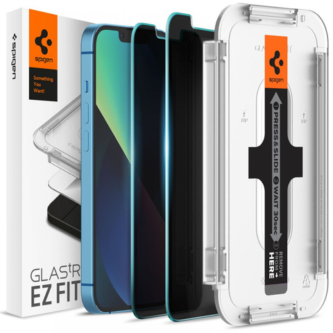 2x Spigen Glas.tR EZ Fit Privacy Tempered Glass für Apple iPhone 13 Pro Max
