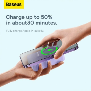 Baseus Magnetic Mini 20000 mAh 20W Powerbank – lila USB-C / USB-C-Kabel