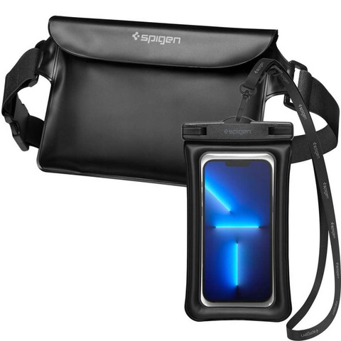 Spigen A621 IPX8 wasserdichte Hülle für Telefon Universal wasserdichte Gürteltasche Schwarz