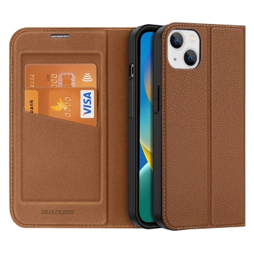 Dux Ducis Skin X2 etui do iPhone 14 Plus pokrowiec z magnetyczną klapką brązowy