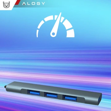 HUB rozdzielacz Alogy Adapter do komputera laptopa z USB-A do 3x USB-A 2.0 1x USB-A 3.0 Szary