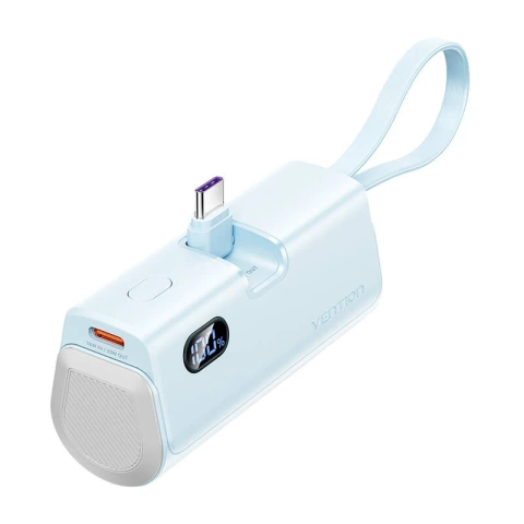 Powerbank Vention 4800mAh 22.5W LED Lightning USB-C Niebieski Kompaktowy