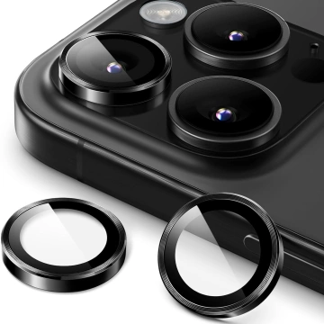 Glas für Apple iPhone 16 Pro / 16 Pro Max Kameraabdeckung Objektiv 3mk Lens Protection Pro Schwarz Schutzhülle