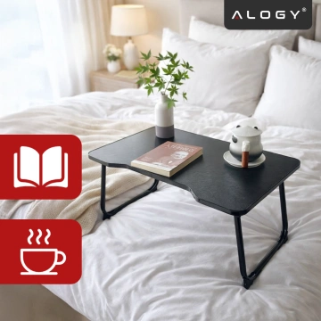 Stolik składany gamingowy 60×40 cm – biurko na laptopa z powierzchnią Carbon, lekki i przenośny, stabilna konstrukcja do domu i grania – Alogy CarbonDesk™ Czarny