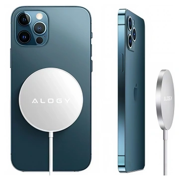 Ładowarka indukcyjna do iPhone do MagSafe – bezprzewodowa 15W, szybkie i stabilne ładowanie dla iPhone 12/13/14/15/16/17/ Pro / Max / Mini / Air – Alogy MagCharge™ Biała