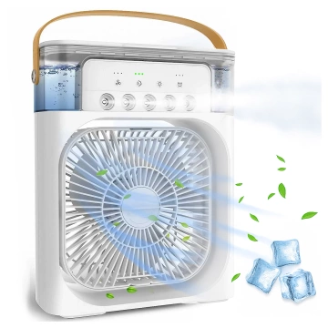 Schreibtischventilator, Standventilator, kleiner Umwälzventilator mit Clip, kabelloser Handventilator, 500 mAh, USB-C, Alogy White