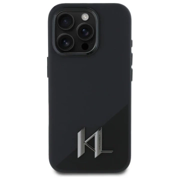 Etui Karl Lagerfeld für iPhone 16 Pro 6,3" Czarny Hardcase Silikon Shadow Metal Initial MagSafe