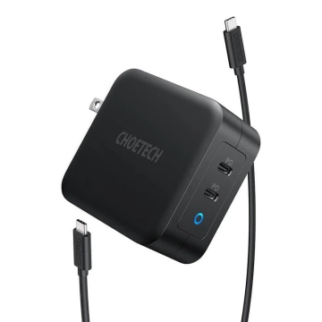 Ładowarka Sieciowa Choetech PD6008 GaN 100W 2x USB-C Power Delivery Czarna