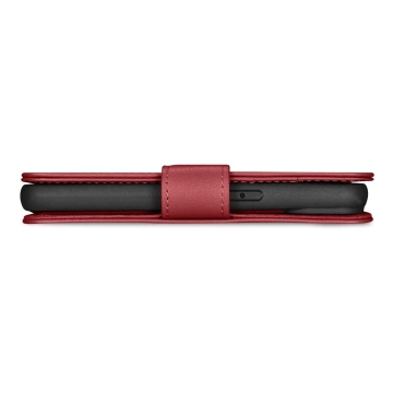 iCarer Wallet Case 2in1 etui iPhone 14 Plus skórzany pokrowiec z klapką Anti-RFID czerwony (WMI14220727-RD)
