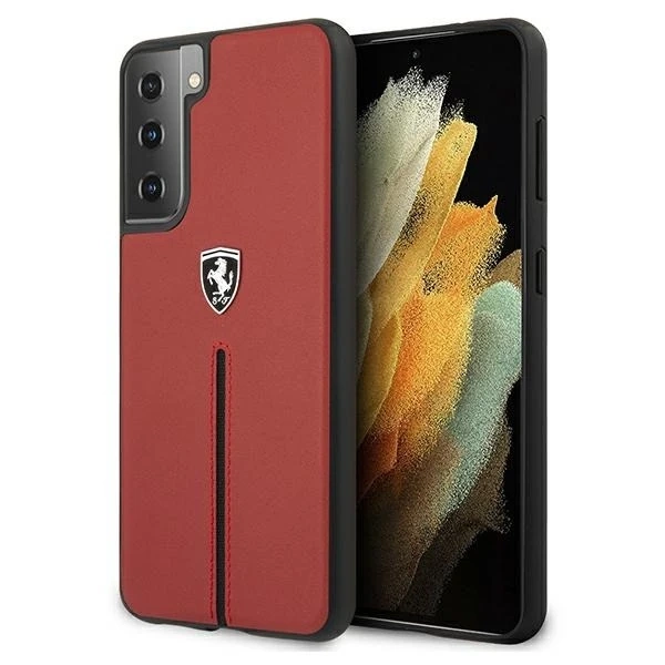 Etui na telefon Ferrari Hardcase do Samsung Galaxy S21 czerwony/red hardcase Off Track Leather Nylon Stripe