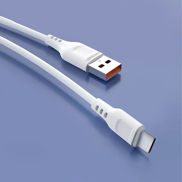 Kabel przewód USB do USB-C Type C Denmen D01T szybkie ładowanie 2.4A 1m Biały