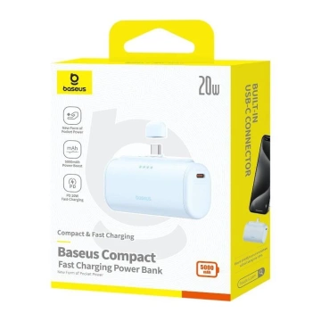 Powerbank Baseus Compact 5000mAh 20W USB-C Mini Szybkie Ładowanie Niebieski